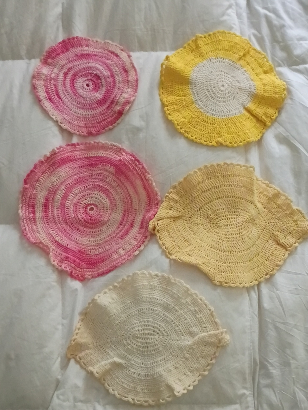 Handcrafted Crochet Hair Snoods - Pink, Yellow, Cream